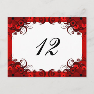 Carte Postale Rouge Floral sur blanc de la réception Tableau Num