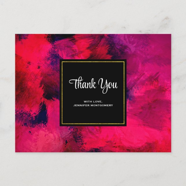 Carte Postale Rouge foncé et violet Moderne Abstrait Merci (Devant)
