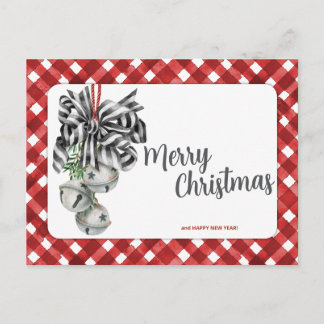 Carte Postale Rouge Gingham Noël Simple Rustique