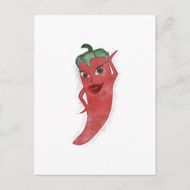 Carte Postale Rouge Hot Pepper Diva Aquarelle personnalisée (Devant)