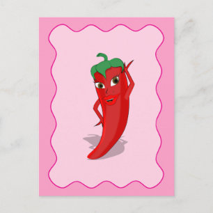 Carte Postale Rouge Hot Pepper Diva Pink Wavy Bordure