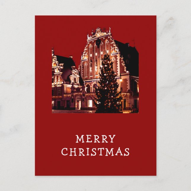 Carte postale rouge Joyeux Noël (Devant)