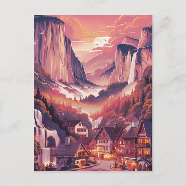 Carte Postale Rouge Lauterbrunnen Suisse (Devant)