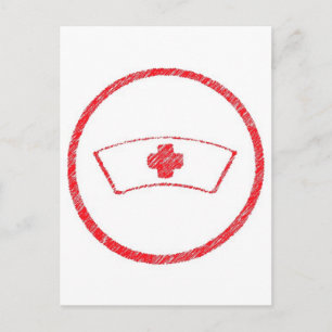 Carte Postale rouge médical  urgence hôpital infirmière croix
