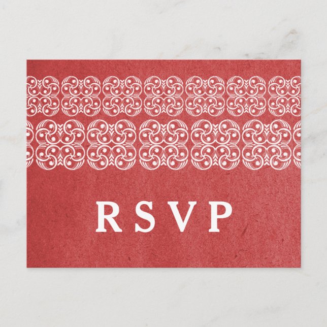 Carte postale Rouge moderne Bohême RSVP (Devant)