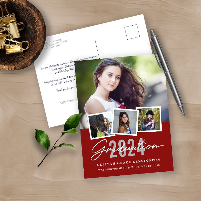 Carte Postale Rouge Moderne Style N'Importe Quelle Année Diplôme (Créateur téléchargé)