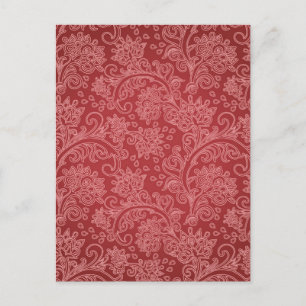 Carte Postale Rouge Paisley Damask Designer Floral Classic