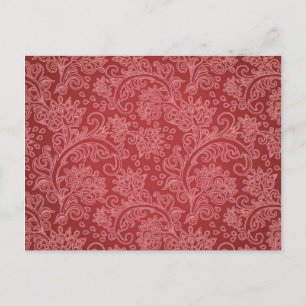 Carte Postale Rouge Paisley Damask Designer Floral Classic