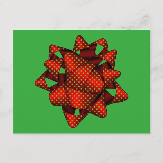 Carte postale rouge pointillée pour Noël (Devant)