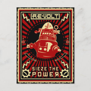 Carte Postale Rouge révolution robotique