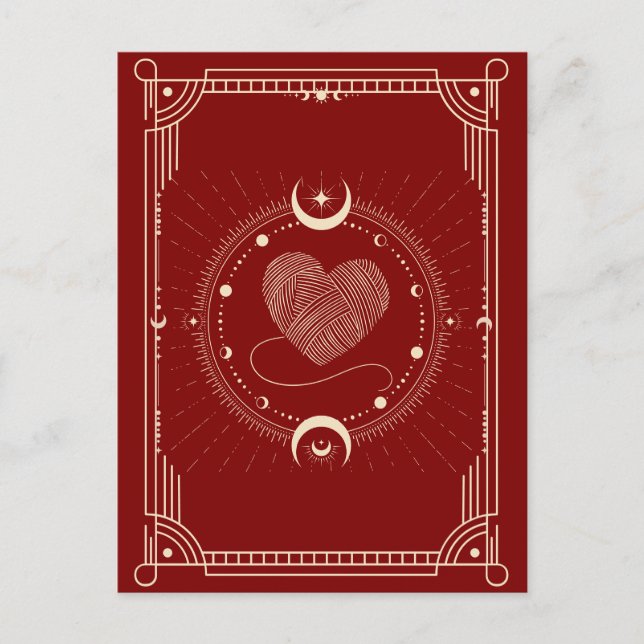 Carte Postale Rouge romance tarot lune (Devant)