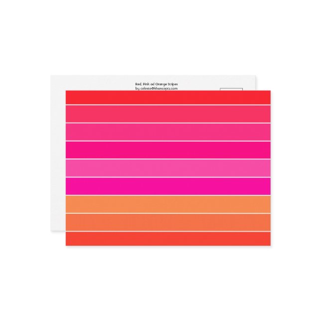 Carte Postale Rouge, rose et orange (Devant/Arrière en situation)