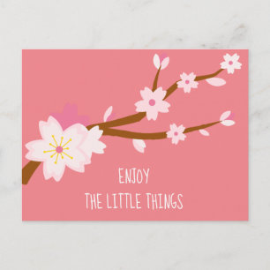 Carte Postale Rouge rose Sakura Cherry Blossom Japonais