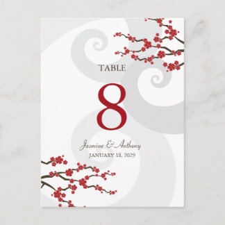 Carte Postale Rouge Sakura Cerisier Fleurs Fleurs Mariages Fils