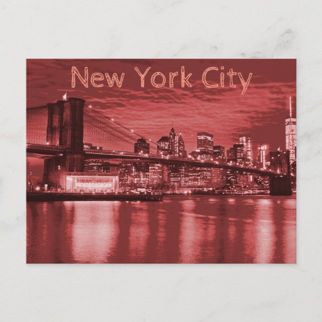 Carte Postale Rouge Skyline de New York (Devant)