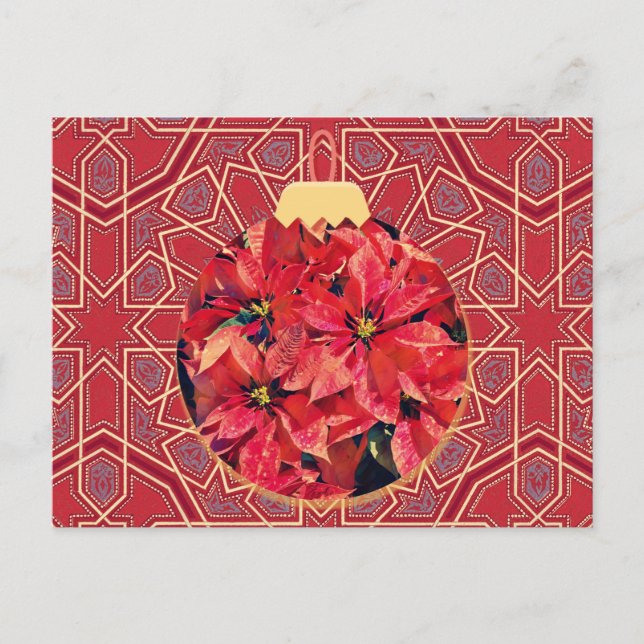Carte postale rouge style vintage Poinsettia Fleur (Devant)