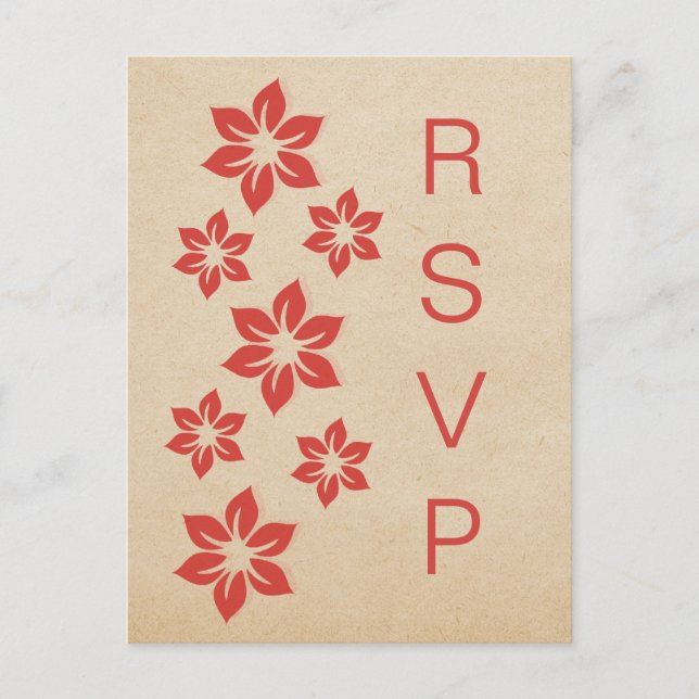 Carte postale Rouge Tropical Floral RSVP (Devant)