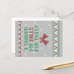 Carte Postale Rouge vert blanc J'Ai Rasé Mes Couilles Pour Ça