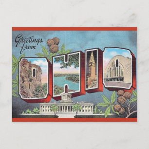 Carte postale rouge vintage de l'Ohio