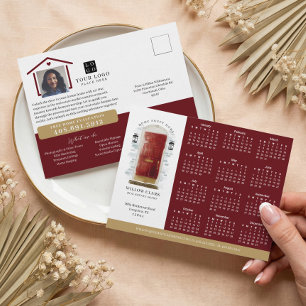 Carte Postale Rouge Watercolor Door Real Estate Calendar 2025