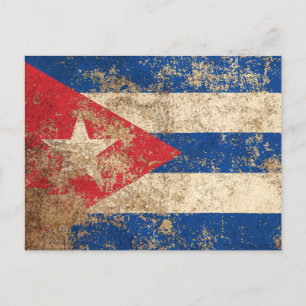 Carte Postale Rough Aged Vintage Cuban Flag