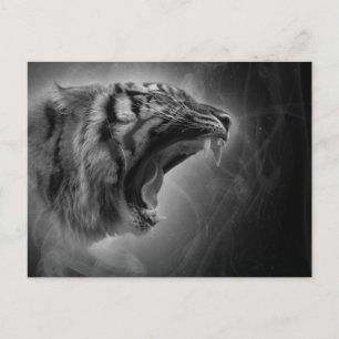 Carte Postale Roulement de l'esprit tigre noir et blanc