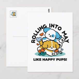 Carte Postale Rouler En Mai Comme De Joyeux Pups - Mignonne Chie