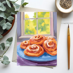 Carte Postale Roulés à la cannelle Aquarelle Boulangerie