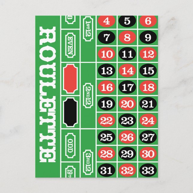 Carte Postale Roulette Table - Casino Gamble To Win (Devant)