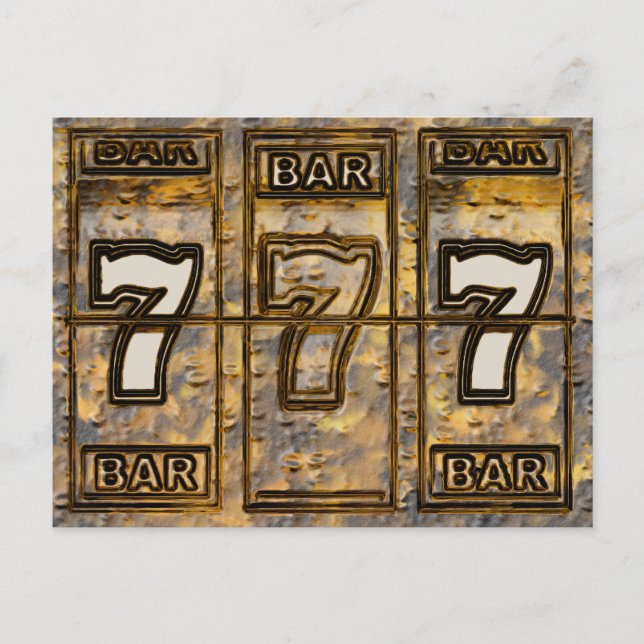 Carte Postale Roulettes de machine à sous Triple Sevens (Devant)