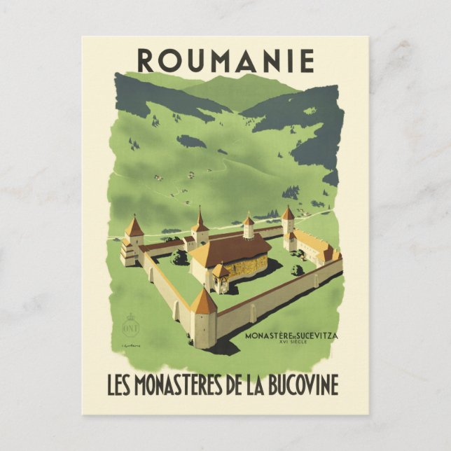 Carte Postale Roumanie Poster vintage années 1930 (Devant)