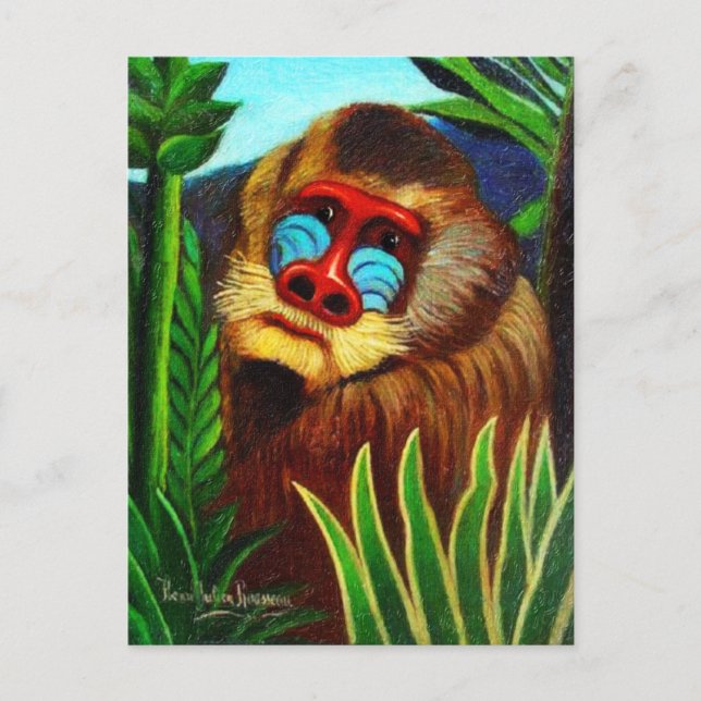 Carte Postale Rousseau - Mandril dans la jungle (Adaptation) (Devant)