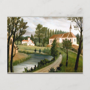 Carte Postale Rousseau - Paysage avec chapelle, art