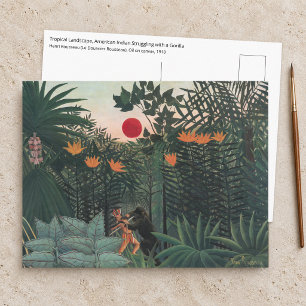 Carte Postale Rousseau - Paysage tropical, Indien et gorille