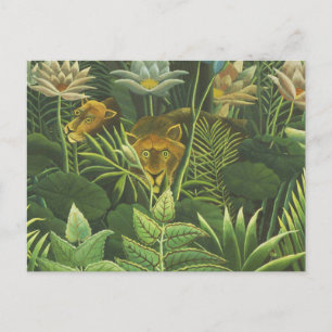 Carte Postale Rousseau Tropical Jungle Lion Peinture