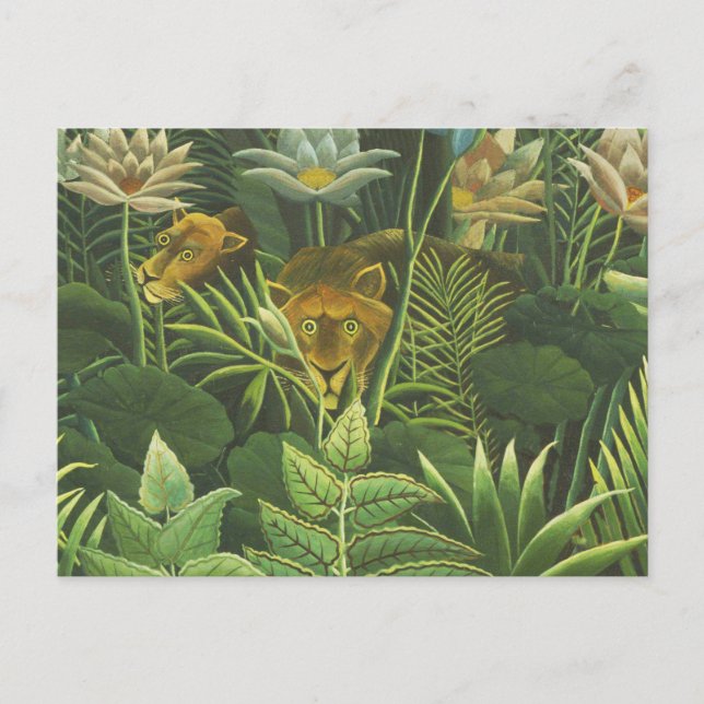 Carte Postale Rousseau Tropical Jungle Lion Peinture (Devant)