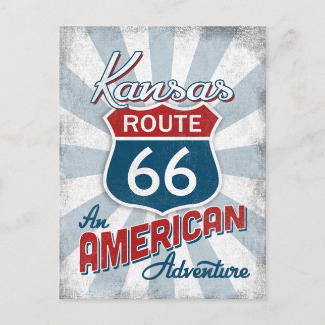 Carte Postale Route 66 Amérique Vintage (Devant)