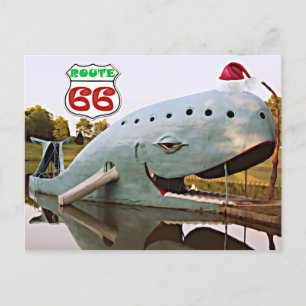 Carte Postale Route 66 Catoosa Blue Whale Christmas Santa Hat