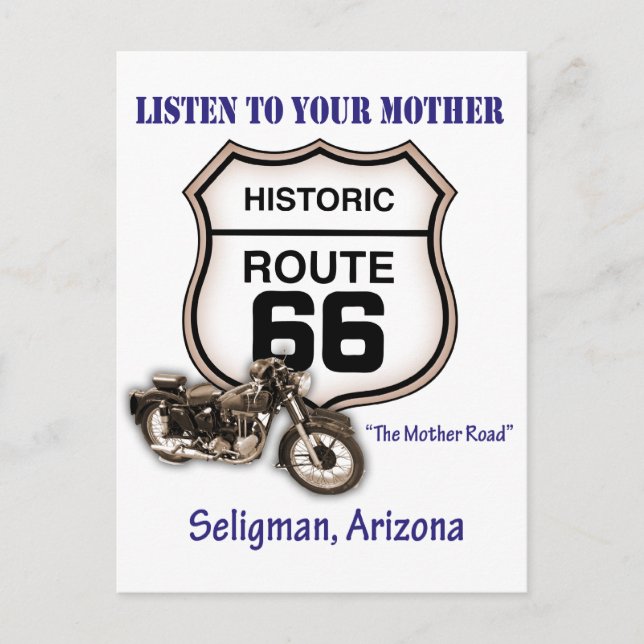 Carte Postale Route 66-Écoutez votre mère - Seligman (Devant)