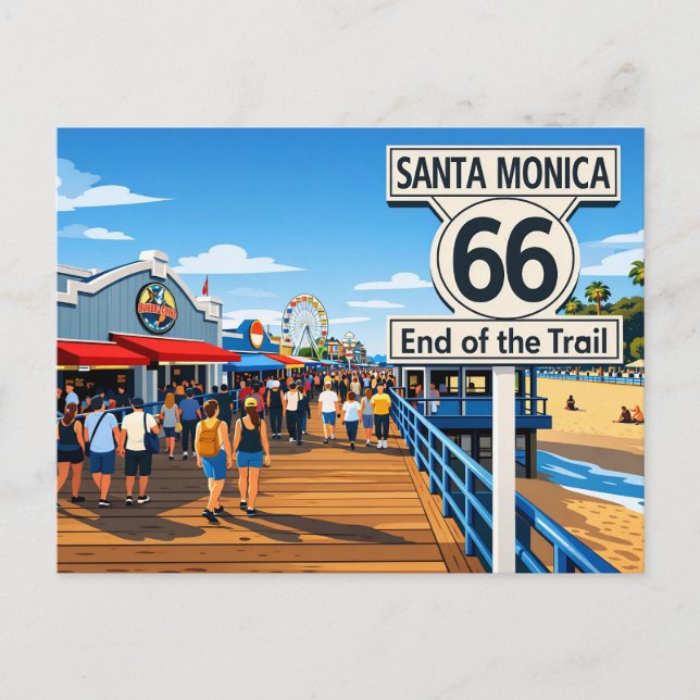 Carte Postale Route 66 Fin de la piste (Devant)