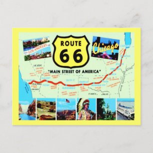 Carte Postale Route 66 Main Street of America Vintage