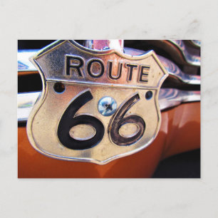 Carte Postale Route 66 Metal Decal Vintage Car Grille