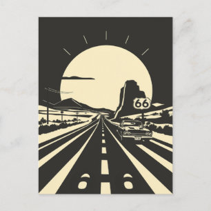Carte Postale Route 66 Minimaliste Classique Noir et Blanc