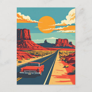 Carte Postale Route 66 Rétro USA Vintage Américain Voyage