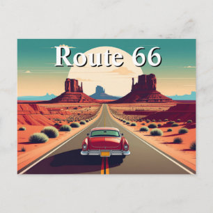 Carte Postale Route 66 Rétro Voiture Vintage Désert Voyage