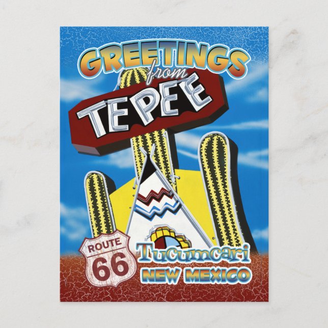 Carte Postale Route 66 Salutations Tucumcari Nouveau-Mexique Car (Devant)