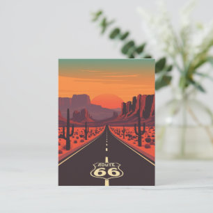 Carte Postale Route 66 USA Coucher de soleil vintage du désert