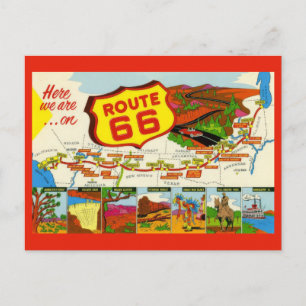 Carte Postale Route 66 vintage