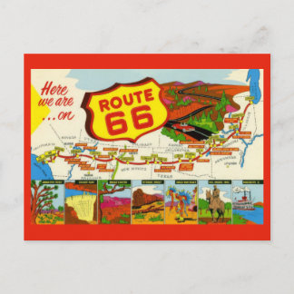 Carte Postale Route 66 vintage