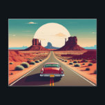 Carte Postale Route 66 Vintage Car Desert Travel<br><div class="desc">Découvrez la nostalgie de la route la plus emblématique d'Amérique avec cette carte postale rétro de la Route 66. Doté d'une voiture rouge vintage traversant un paysage désertique,  ce design sans texte est parfait pour les collectionneurs,  les amoureux de la route et les amateurs d'oeuvres d'art vintages américaines.</div>